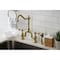 Kingston Brass KS7757ALBS Bridge Kitchen Faucet with Brass Sprayer, Brushed Brass KS7757ALBS - alternate 5
